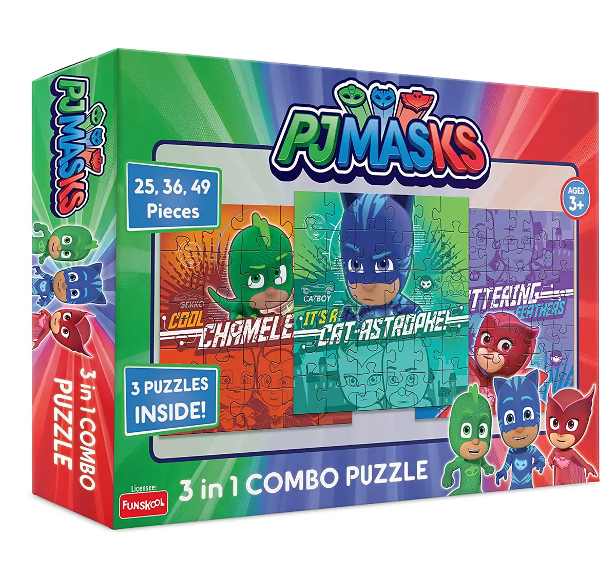 Pj Masks 3 In 1 Combo Puzzle Cardboard Multicolour 3Y+
