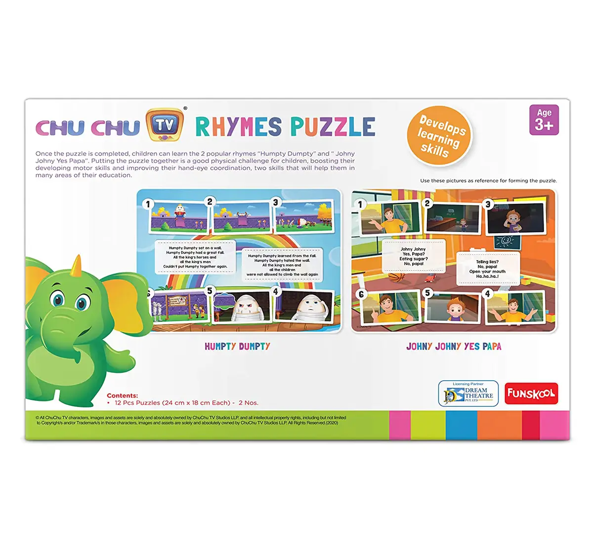 Chu Chu To 2 in 1 Rhymes Puzzle Cardboard Multicolour 3Y+