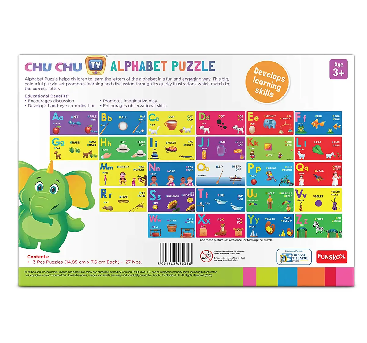 Chu Chu To Alphabet Puzzle Cardboard Multicolour 3Y+