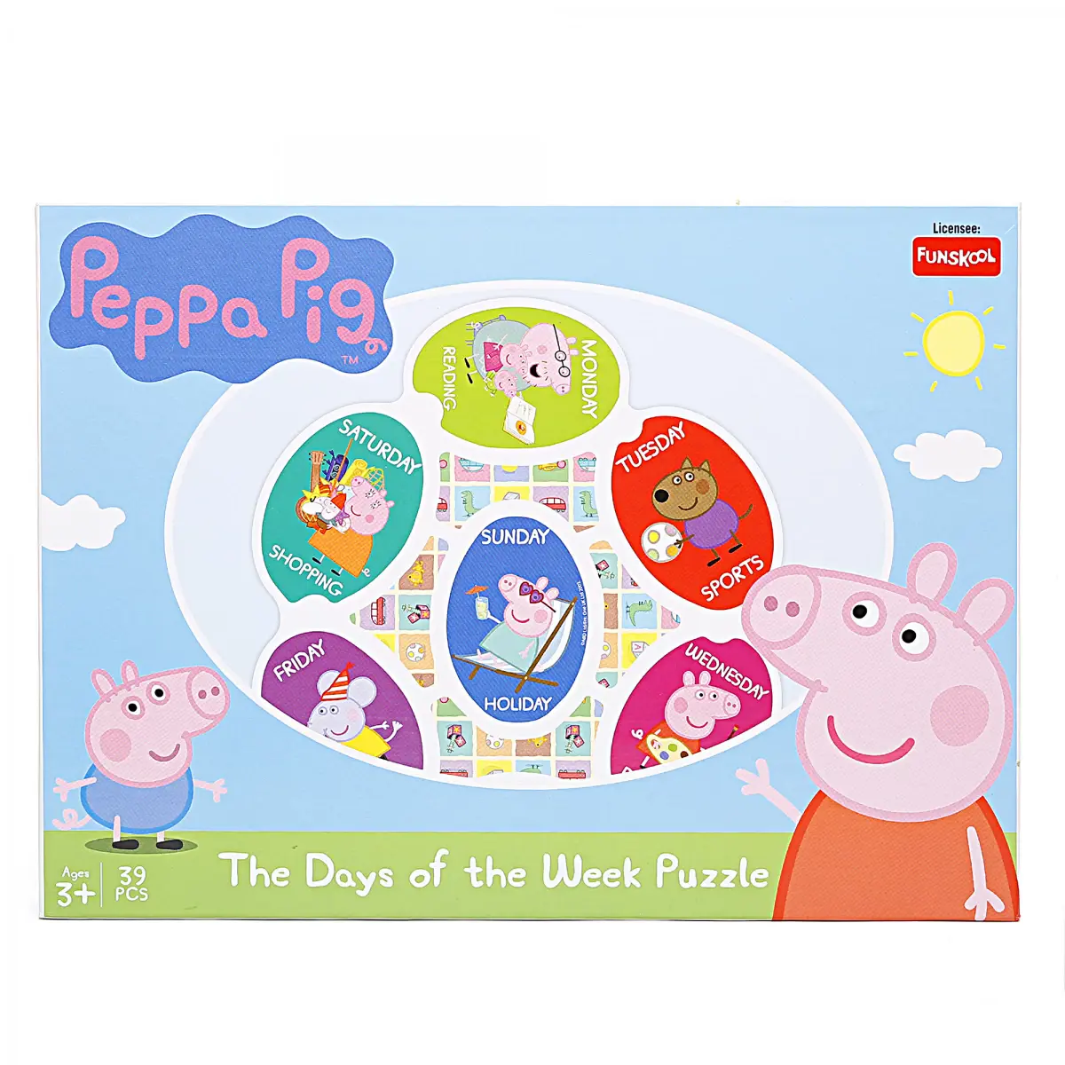 Funskool Peppa Pig Days Of The Week Puzzle, 39PCs, 3Y+, Multicolour