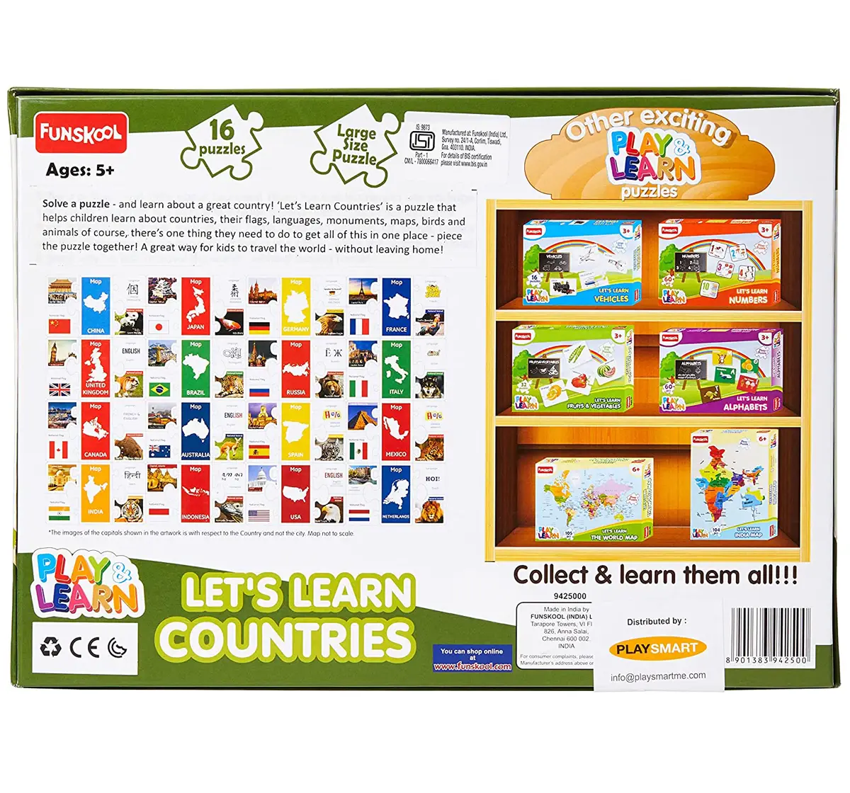 Play&Learn Lets Learn Countries Plastic Multicolour 6Y+