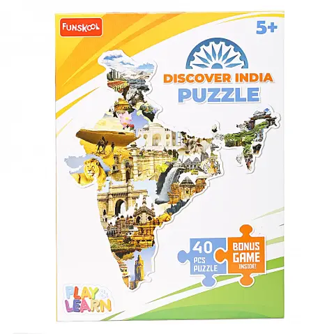 Funskool Discover India Puzzle for Kids, 5Y+, 40PCs, Multicolour
