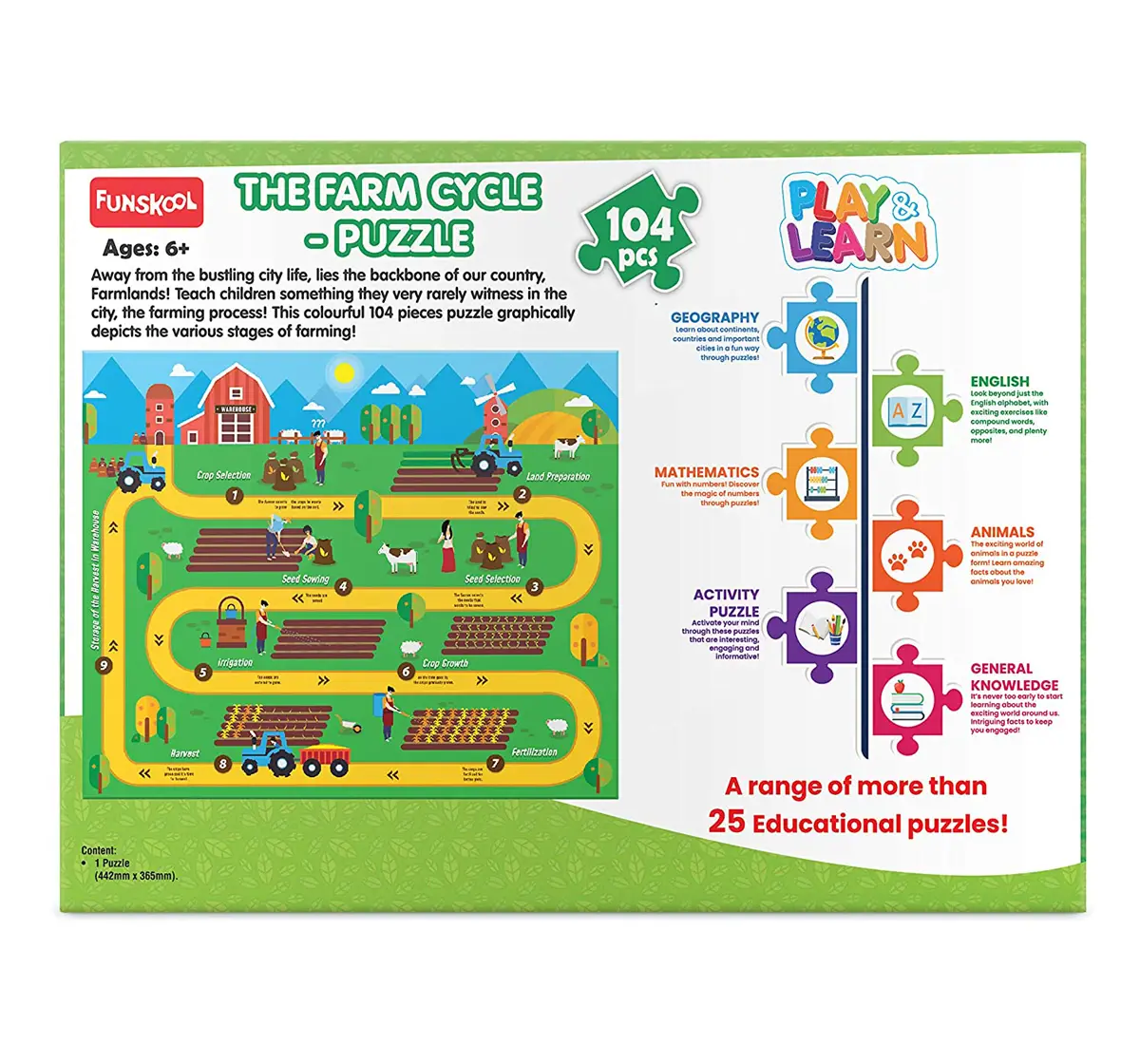 Play&Learn Farming Cycle 104 Pieces Puzzle Cardboard Multicolour 6Y+