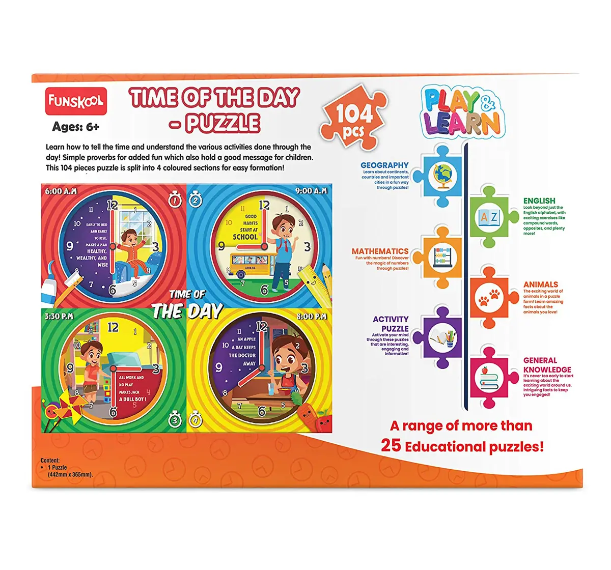 Play&Learn Everyday Time 104 pieces Puzzle Cardboard Multicolour 3Y+