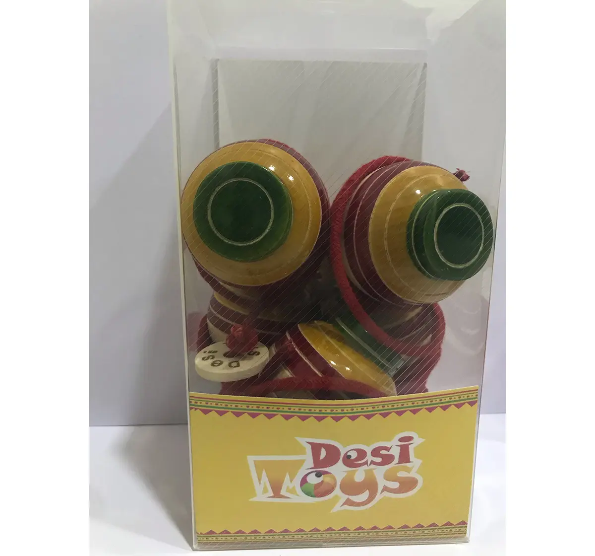 Desi Toys Spinning Top/Lattu Pack Of 5 Classic Game for Kids age 5Y+ (Red)