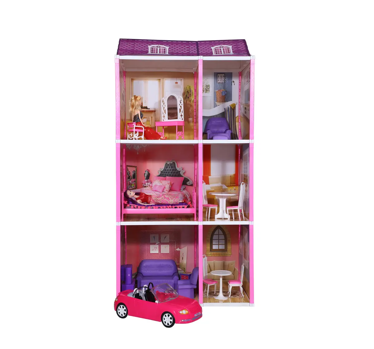 Toyzone Superstar Gaint Three Storey Doll House Purple, 3Y+