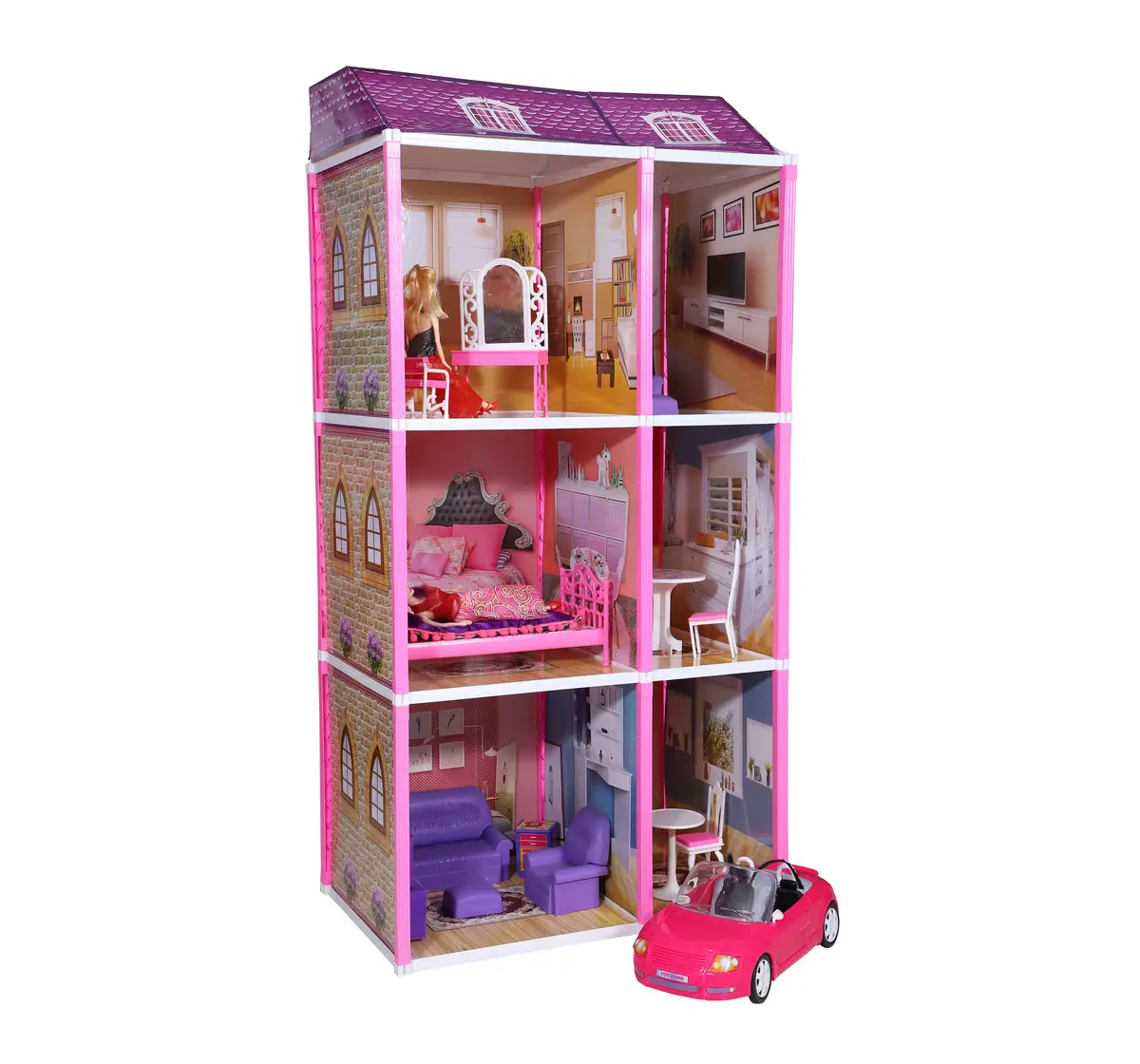 Toyzone Superstar Gaint Three Storey Doll House Purple, 3Y+