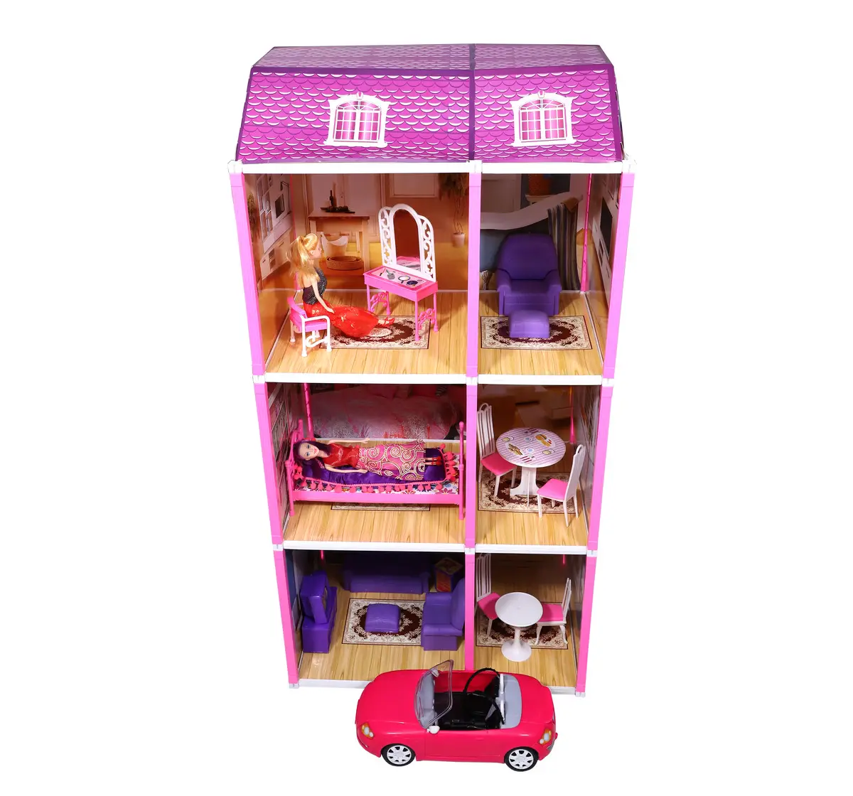 Toyzone Superstar Gaint Three Storey Doll House Purple, 3Y+