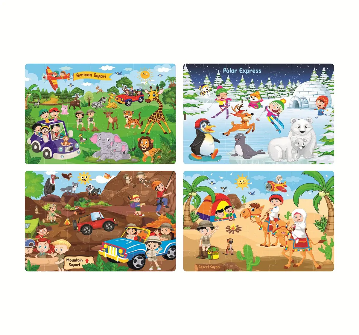 Ratna's 4 In 1 Safari World Puzzle, Jigsaw Puzzle, Multicolour, 4Y+