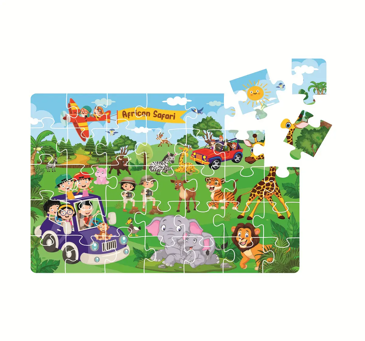 Ratna's 4 In 1 Safari World Puzzle, Jigsaw Puzzle, Multicolour, 4Y+
