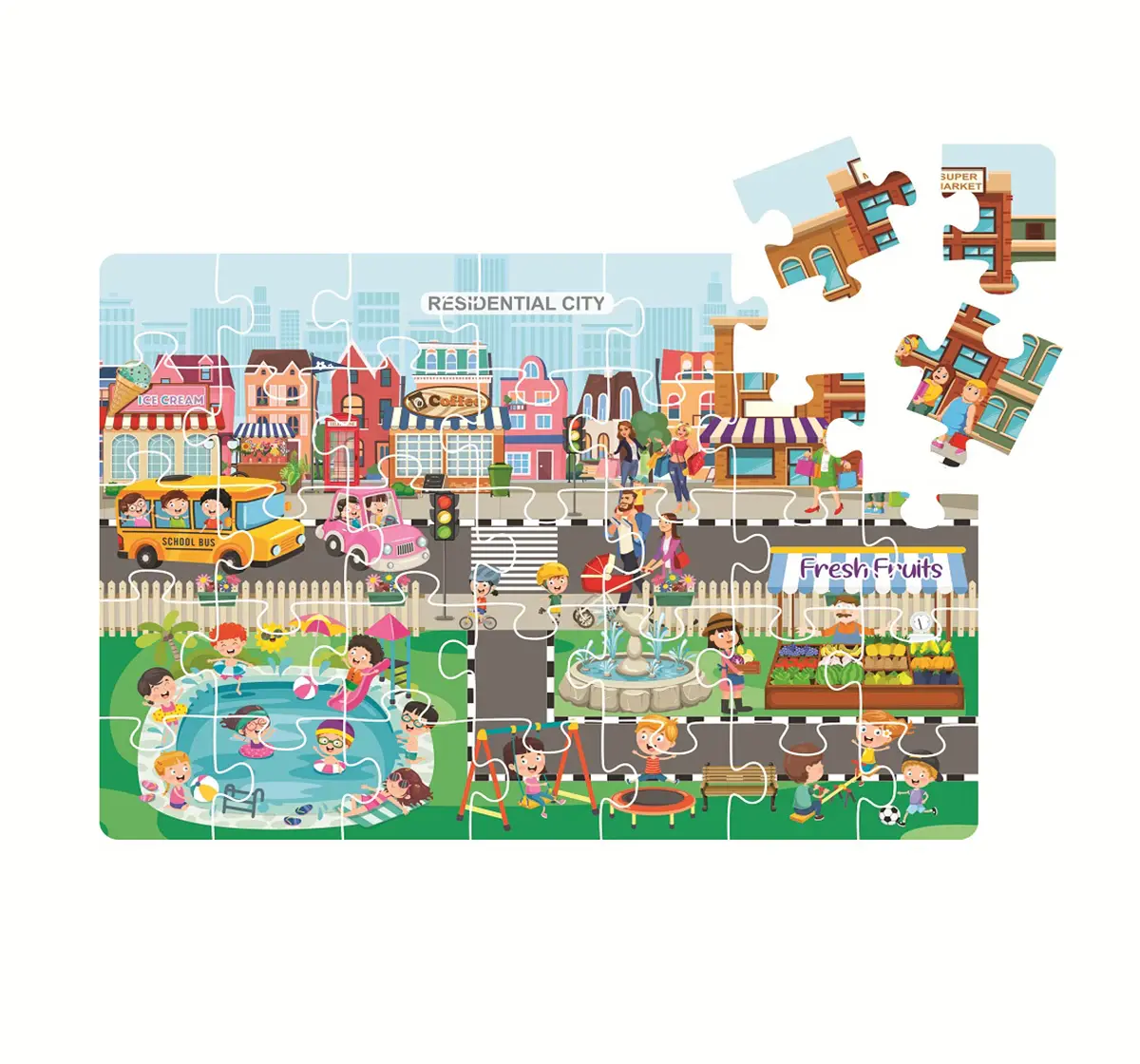 Ratna's 4 In 1 City & Village Life Puzzle, Jigsaw Puzzle, Multicolour, 4Y+