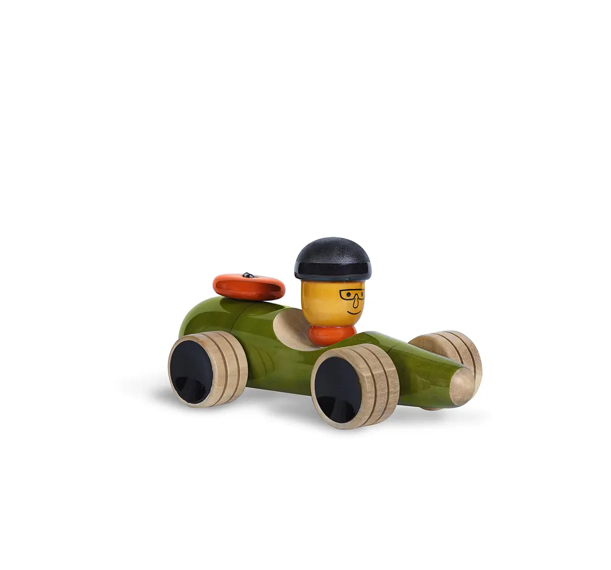 Folktales Handmade Wooden Vroom Toy 3 Wooden Toys for Kids age 1Y+ (Green)