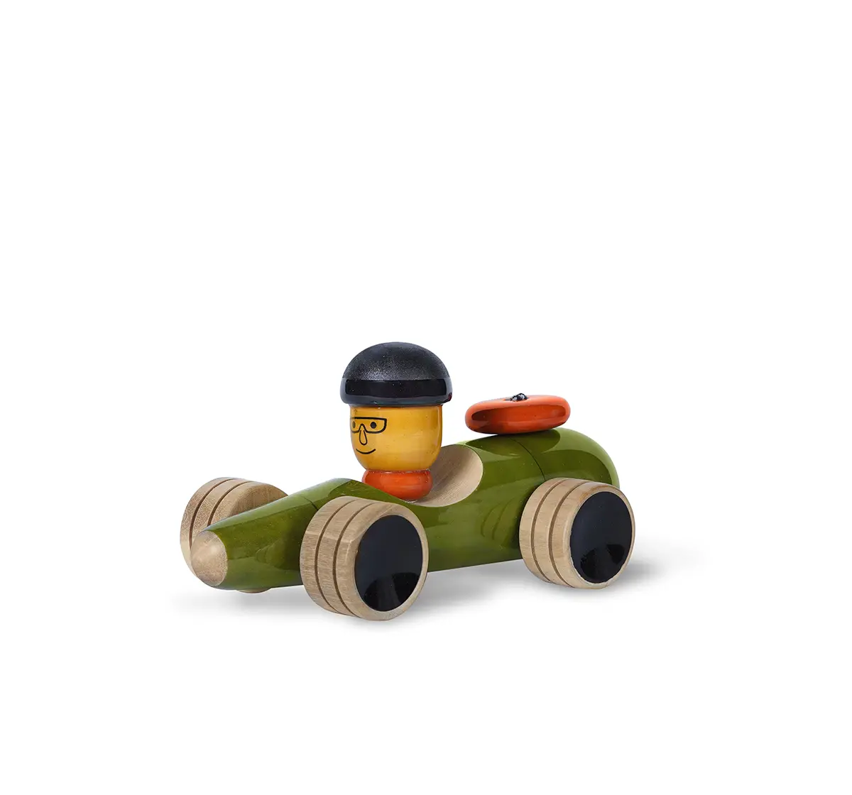 Folktales Handmade Wooden Vroom Toy 3 Wooden Toys for Kids age 1Y+ (Green)