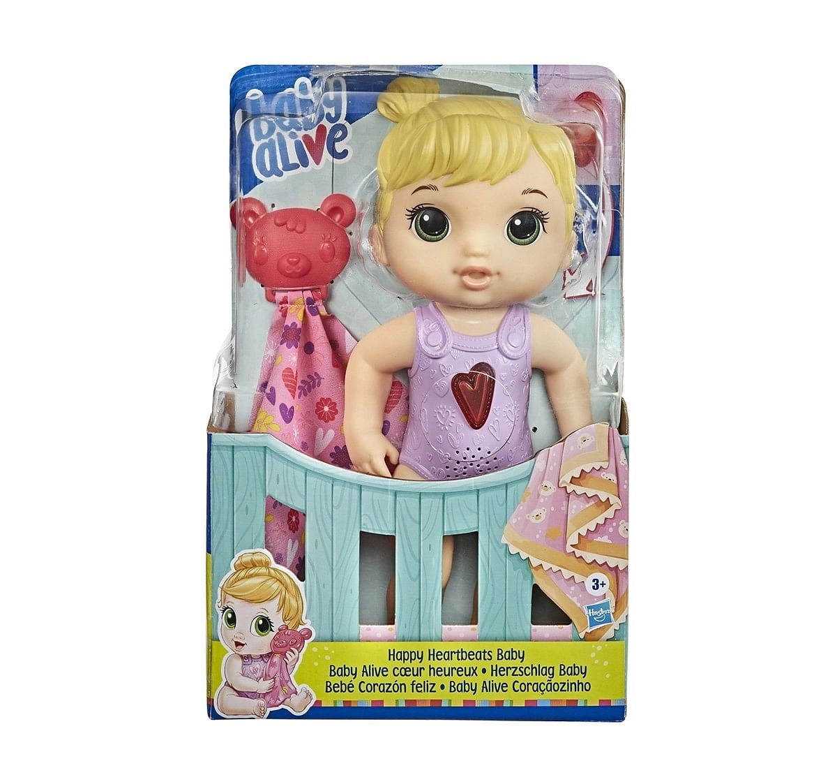 Baby Alive Happy Heartbeats Baby Doll, Responds to Play 10+ Sounds, Blinking Heart, Dolls & Accessories for Kids Ages 3 Years Old and Up 