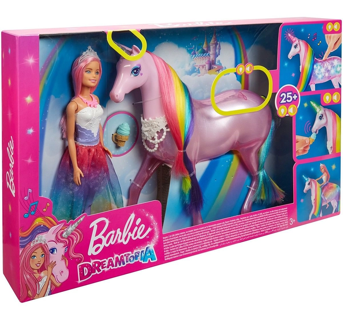 Shop Barbie Dreamtopia Magical Lights Unicorn Princess Doll, Dolls & for Girls age 3Y+ (Multicolor) | Hamleys India