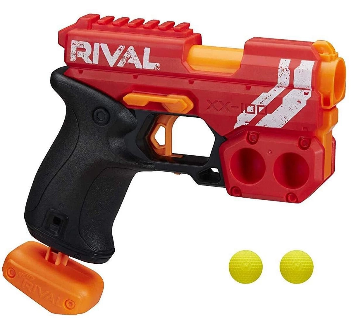 Nerf Rival Knockout XX-100 Blaster Toy Gun  -- Round Storage, 90 FPS Velocity, Breech Load  -- Includes 2 Official Nerf Rival Rounds -- Team Red Blasters for Kids age 14Y+, Assorted
