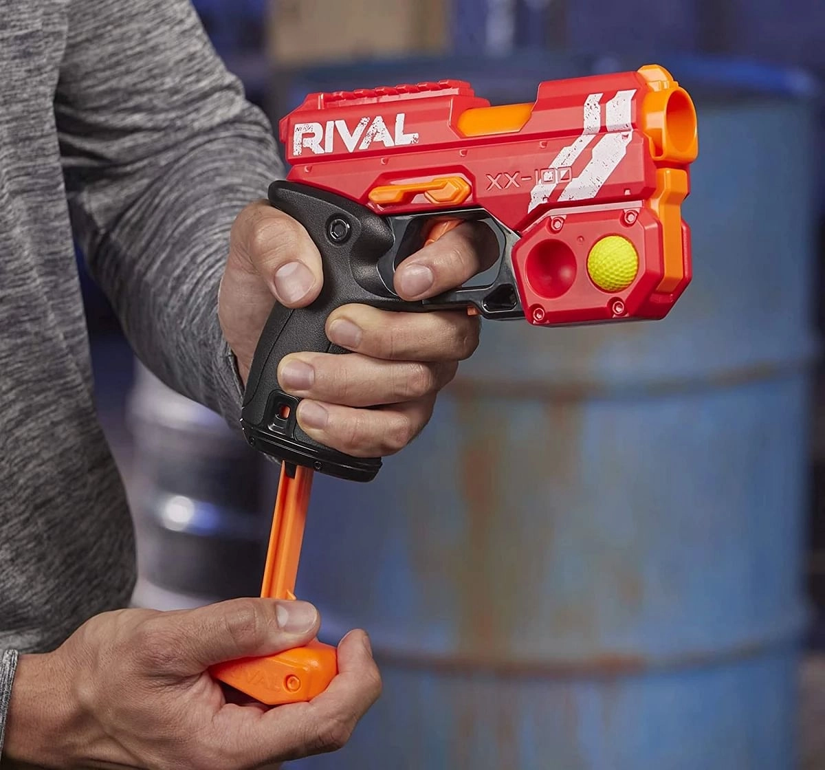 Nerf Rival Knockout XX-100 Blaster Toy Gun  -- Round Storage, 90 FPS Velocity, Breech Load  -- Includes 2 Official Nerf Rival Rounds -- Team Red Blasters for Kids age 14Y+, Assorted