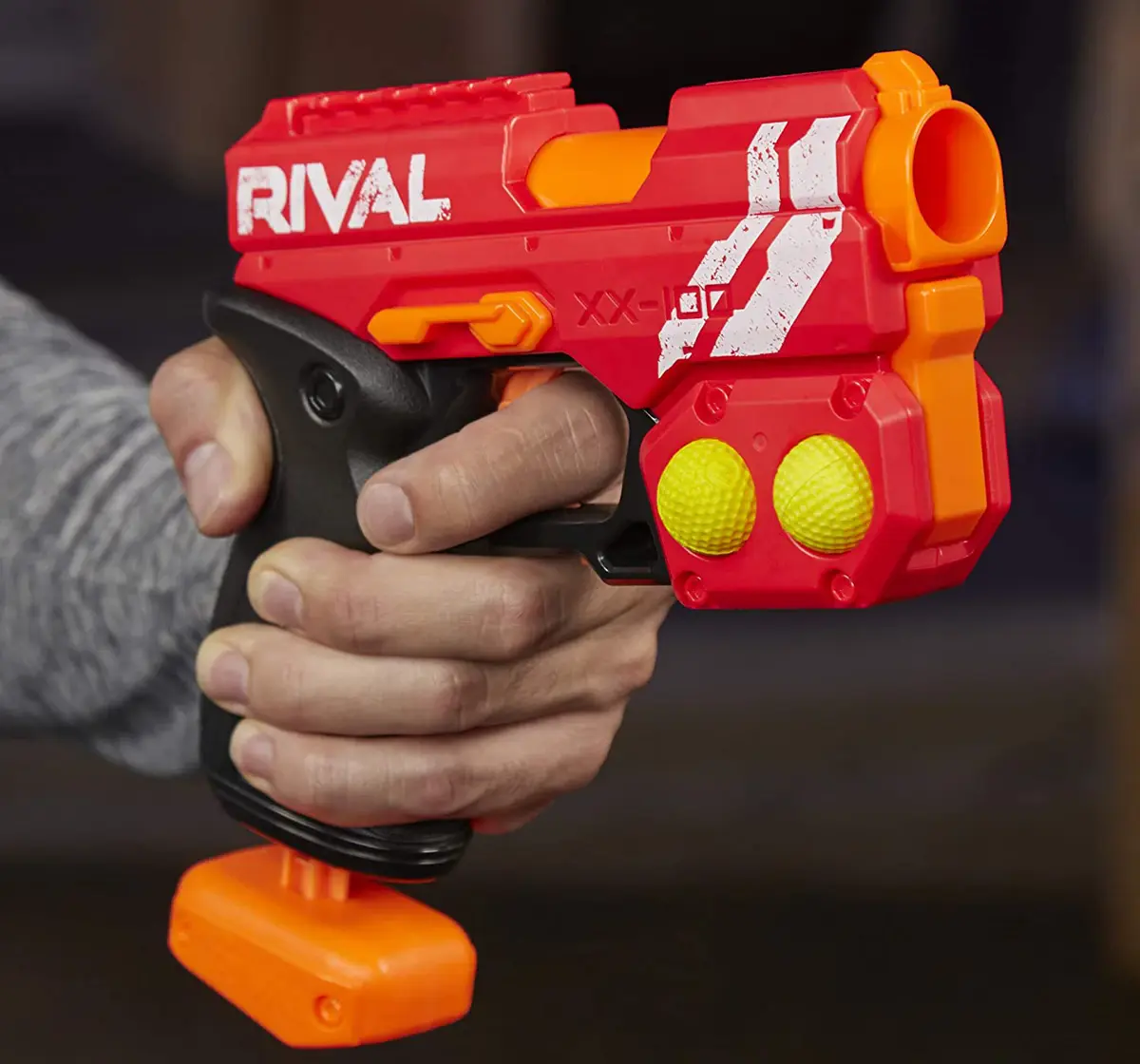 Nerf Rival Knockout XX-100 Blaster Toy Gun  -- Round Storage, 90 FPS Velocity, Breech Load  -- Includes 2 Official Nerf Rival Rounds -- Team Red Blasters for Kids age 14Y+, Assorted