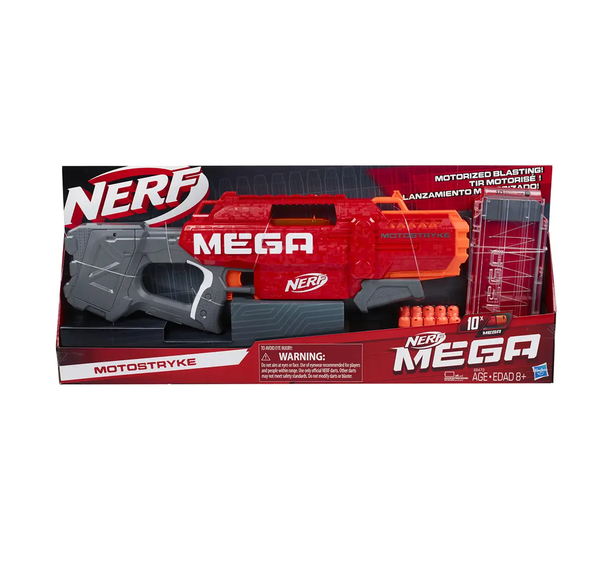 Nerf Mega Motostryke Motorized 10-Dart Blaster --  Includes 10 Official Nerf Mega Darts and 10-Dart Clip -- For Kids, Teens, Adults Blasters for age 8Y+