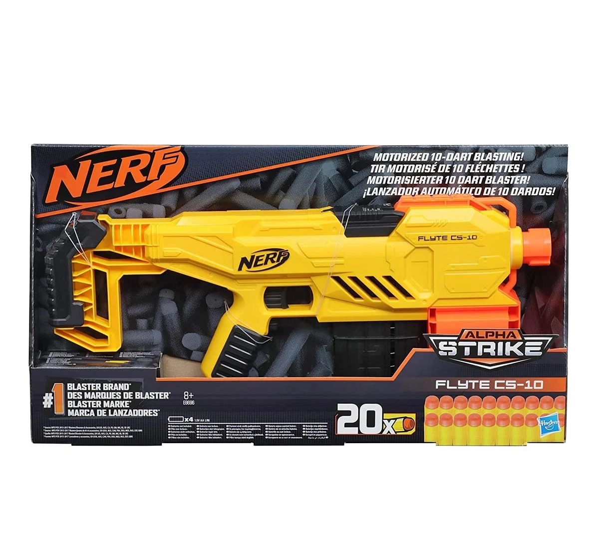 Nerf Alpha Strike Flyte CS 10 Motorized Blaster for kids 8Y+, Multicolour
