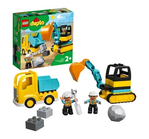Lego Duplo Construction Truck & Tracked Excavator 10931 Building Toy Multicolour For Kids Ages 2Y+ (20 Pieces)
