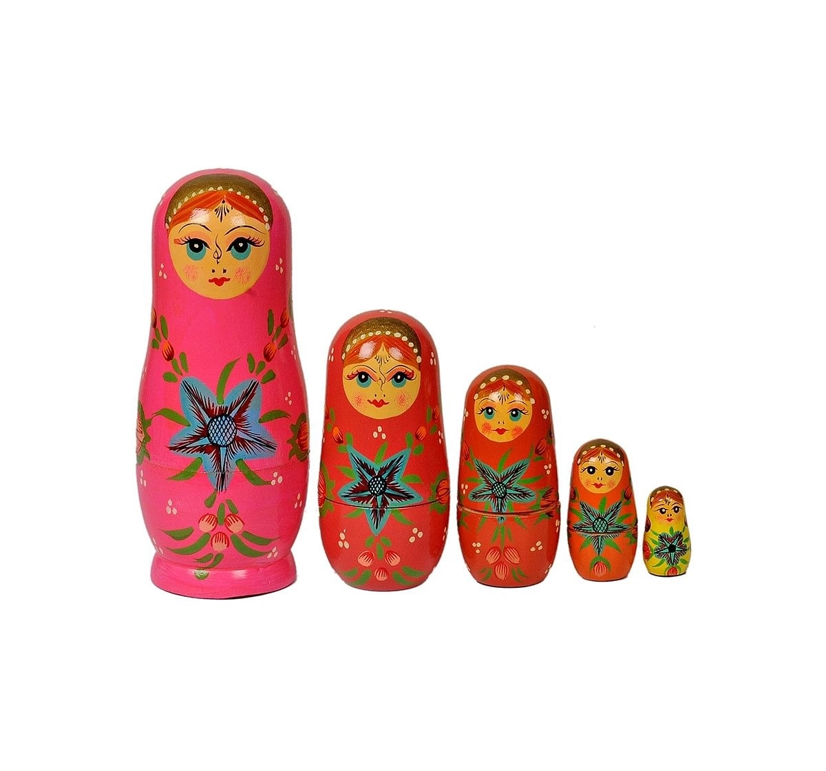 Craft & Culture Wooden Doll 5 In 1 Assorted Quirky Soft Toy for Kids age 3Y+ - 15 Cm 