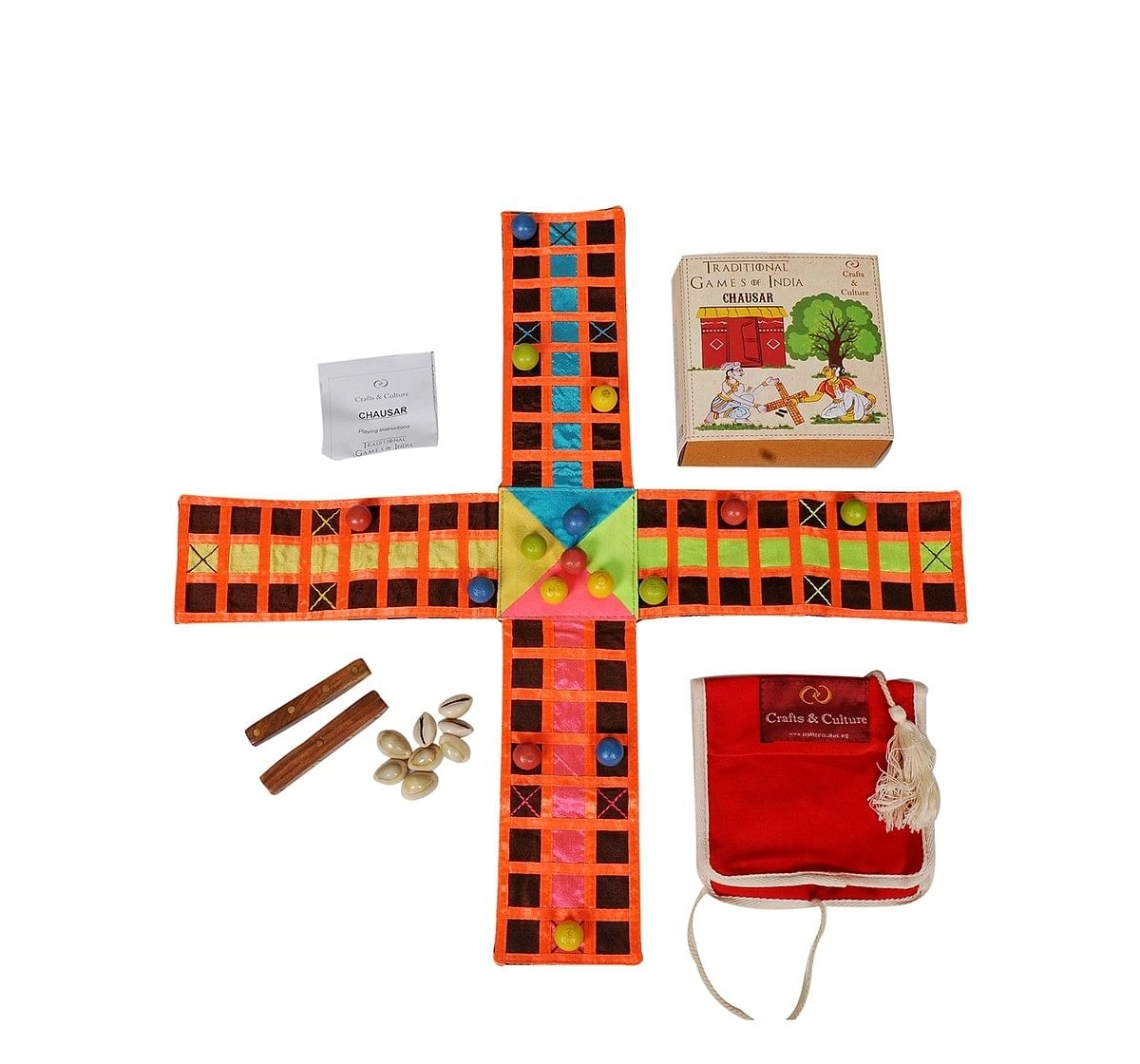 Craft & Culture Traditional Game Of India - Chausar for Kids age 6Y+ - 1 Cm 