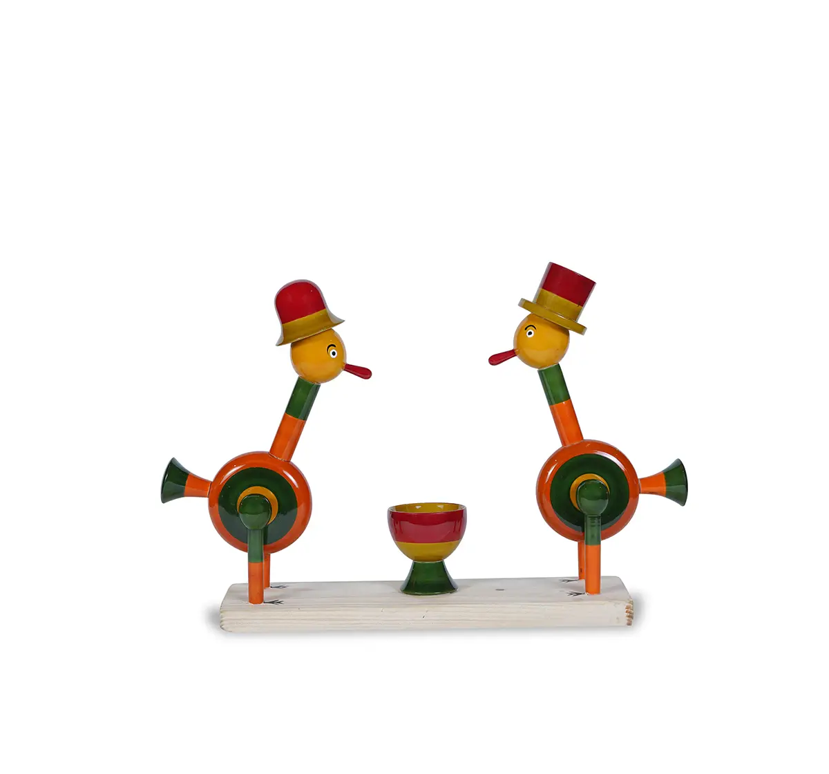 Folktales Handmade Clown Bird Set Wooden Toys for Kids age 3Y+ (Orange)