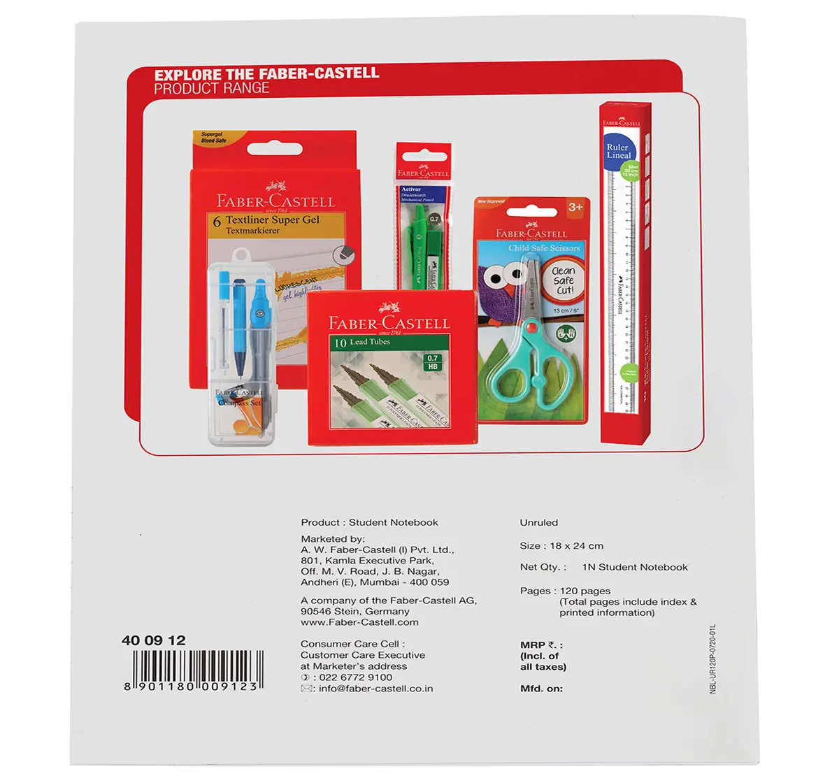 Faber-Castell 120 pg unruled, 6Y+