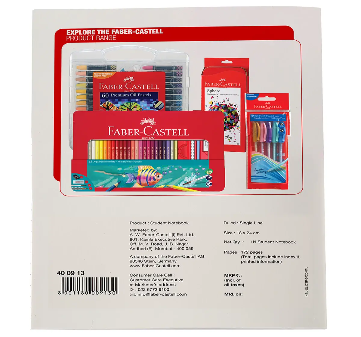Faber-Castell 172 pg single line, 6Y+