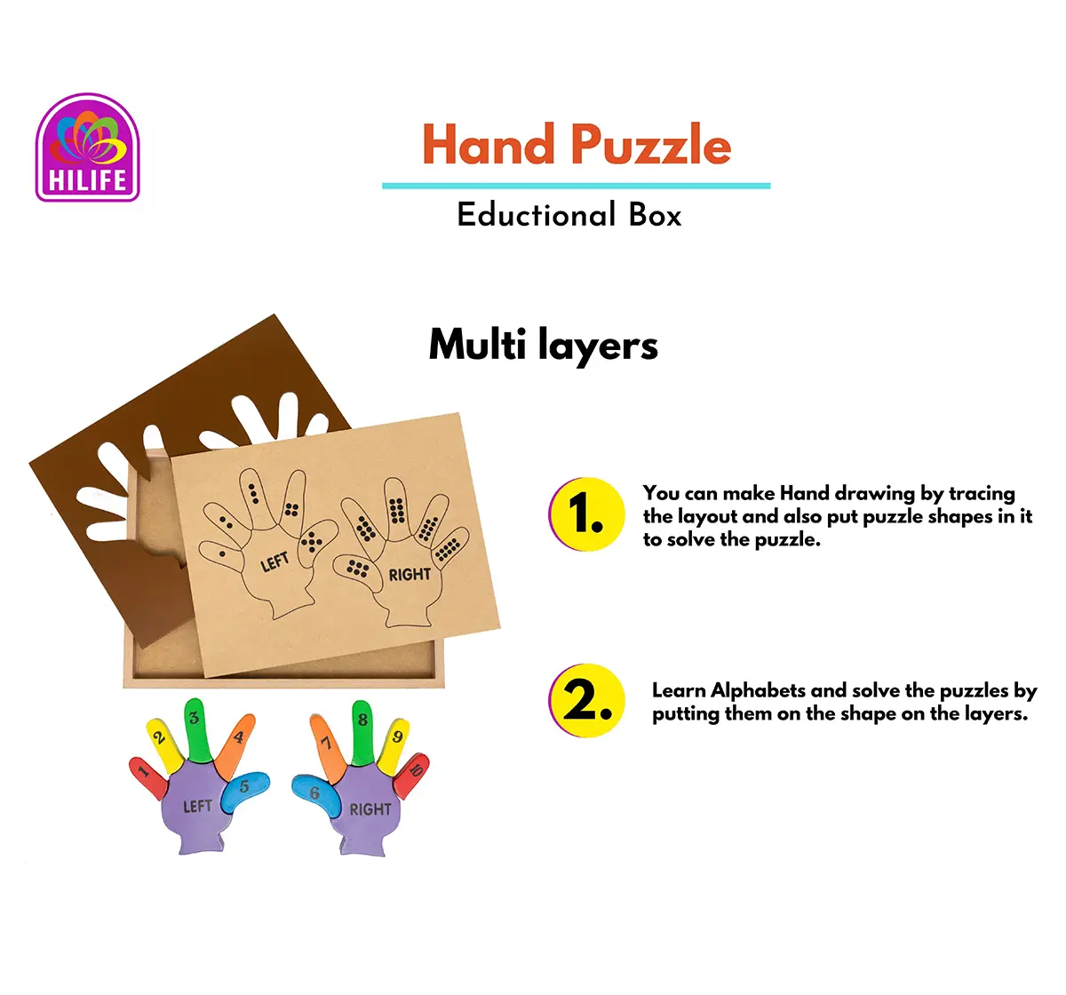Hilife Counting Double Hand Puzzle 2 Layers,  3Y+ (Multicolor)