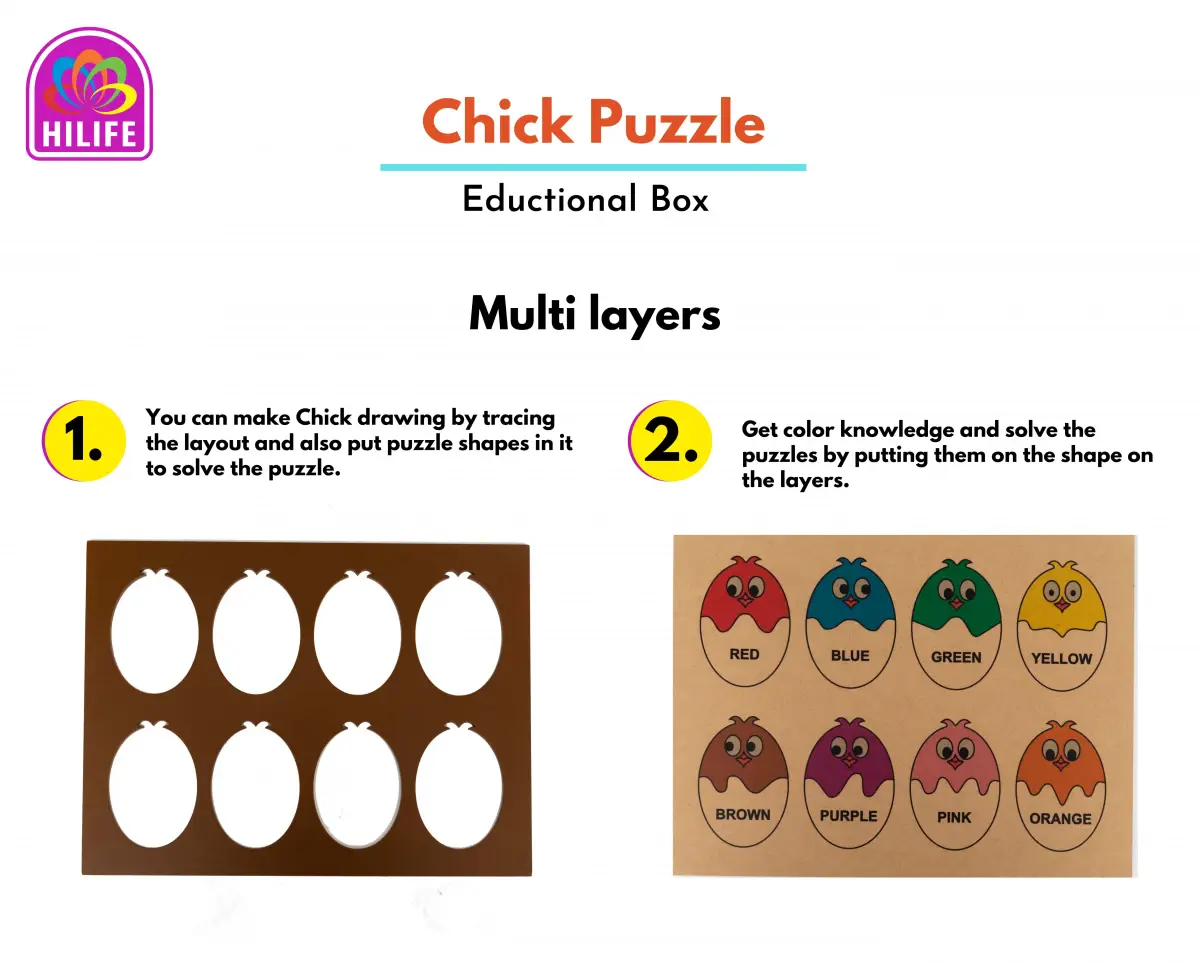 Hilife Chick Matching Puzzle 2 Layers,  3Y+ (Multicolor)