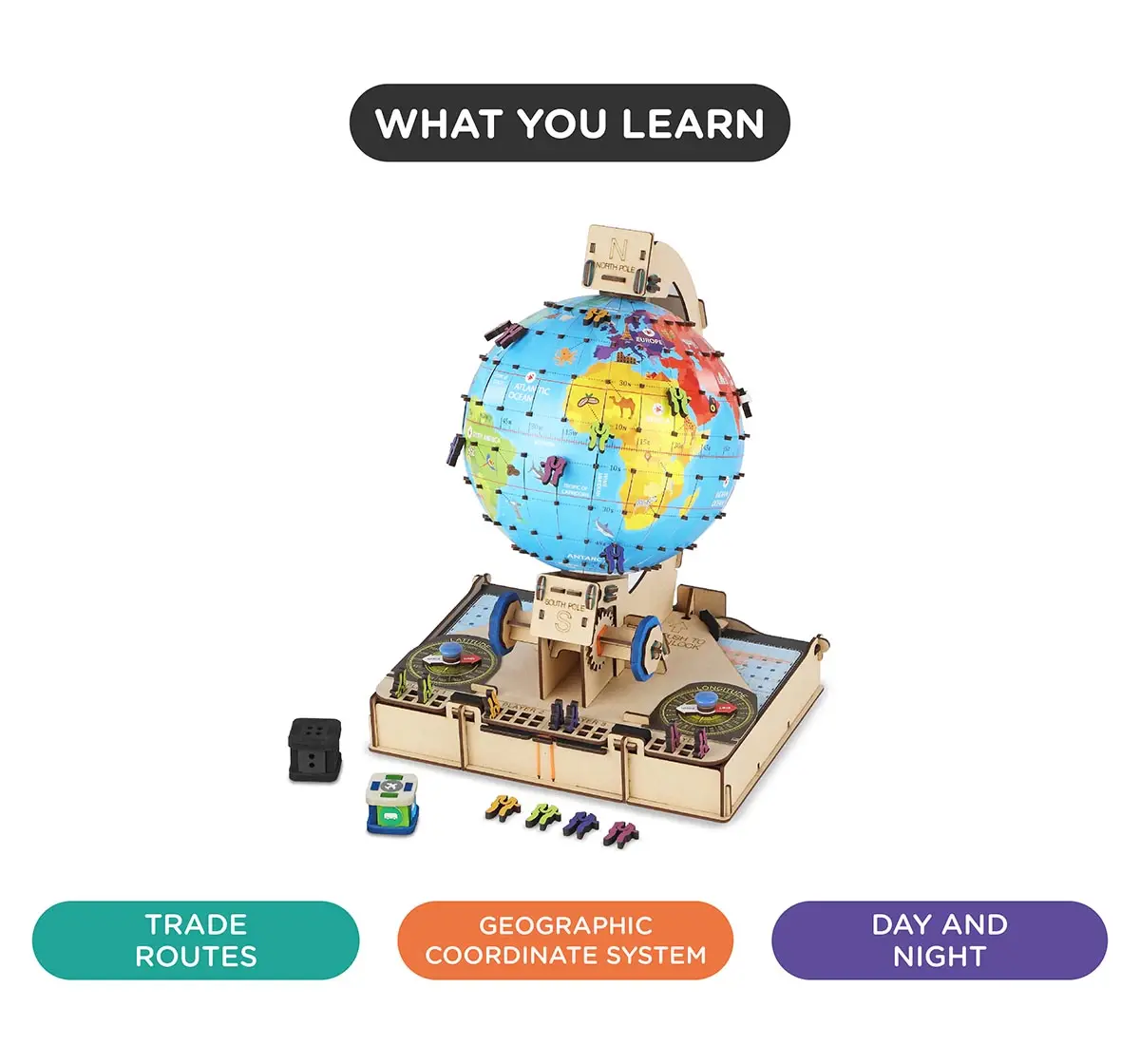 Smartivity Labs GLOBE Trotters Augmented Reality STEM Educational DIY Construction Toy Kit Easy Instructions Experiment Play Learn Science Free App for Kids age 7Y+