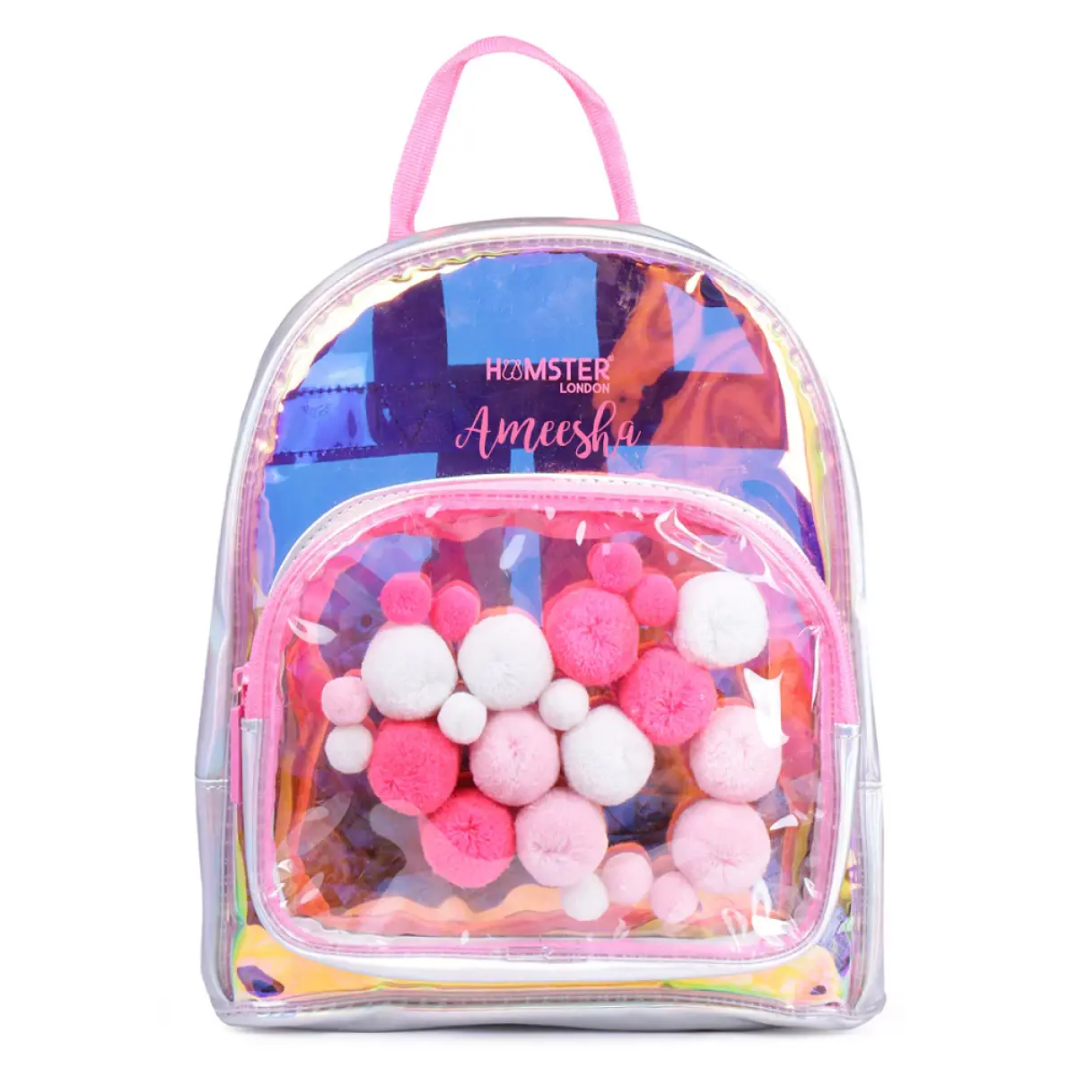 Hamster London Pom Pom Small Pink Backpack