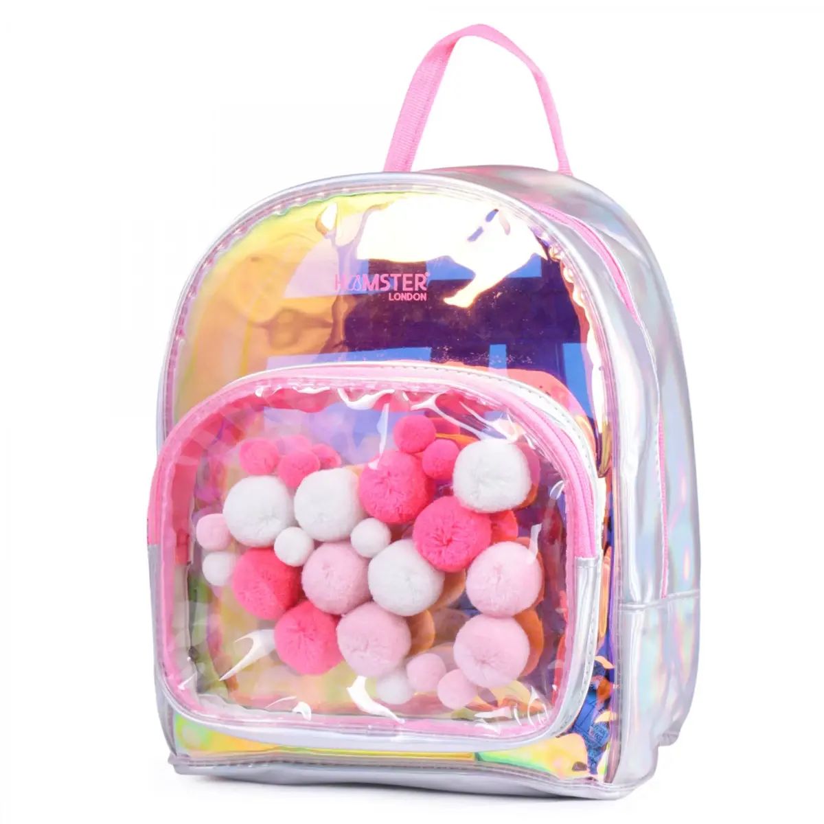 Hamster London Pom Pom Small Pink Backpack