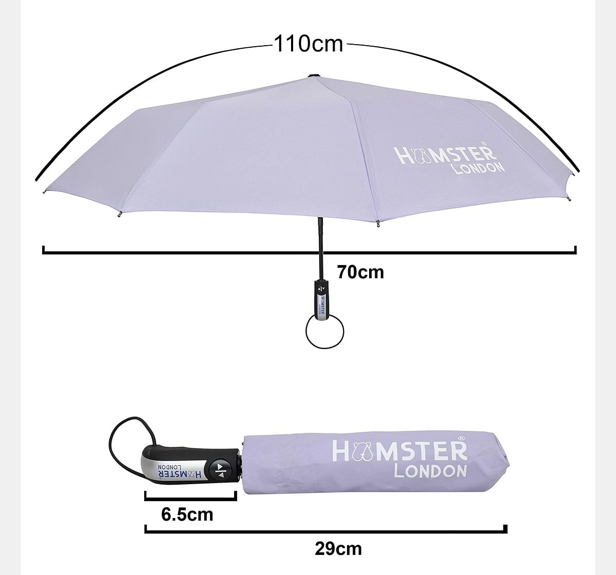 Hamster London Auto Open & Close Umbrella Light Purple, 8Y+