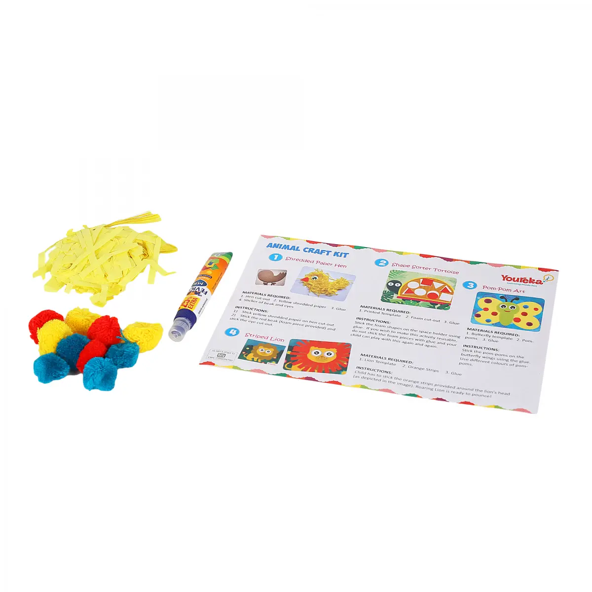 Youreka 4in1 Animal Craft Kit, 3Y+, Multicolour