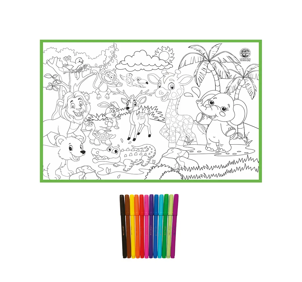 Ratna's My Colouring Mat Jungle, Colouring Kit, Multicolour, 5Y+