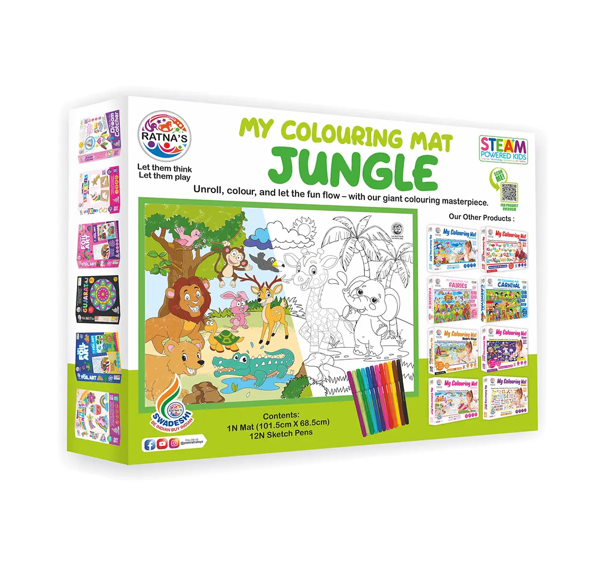 Ratna's My Colouring Mat Jungle, Colouring Kit, Multicolour, 5Y+