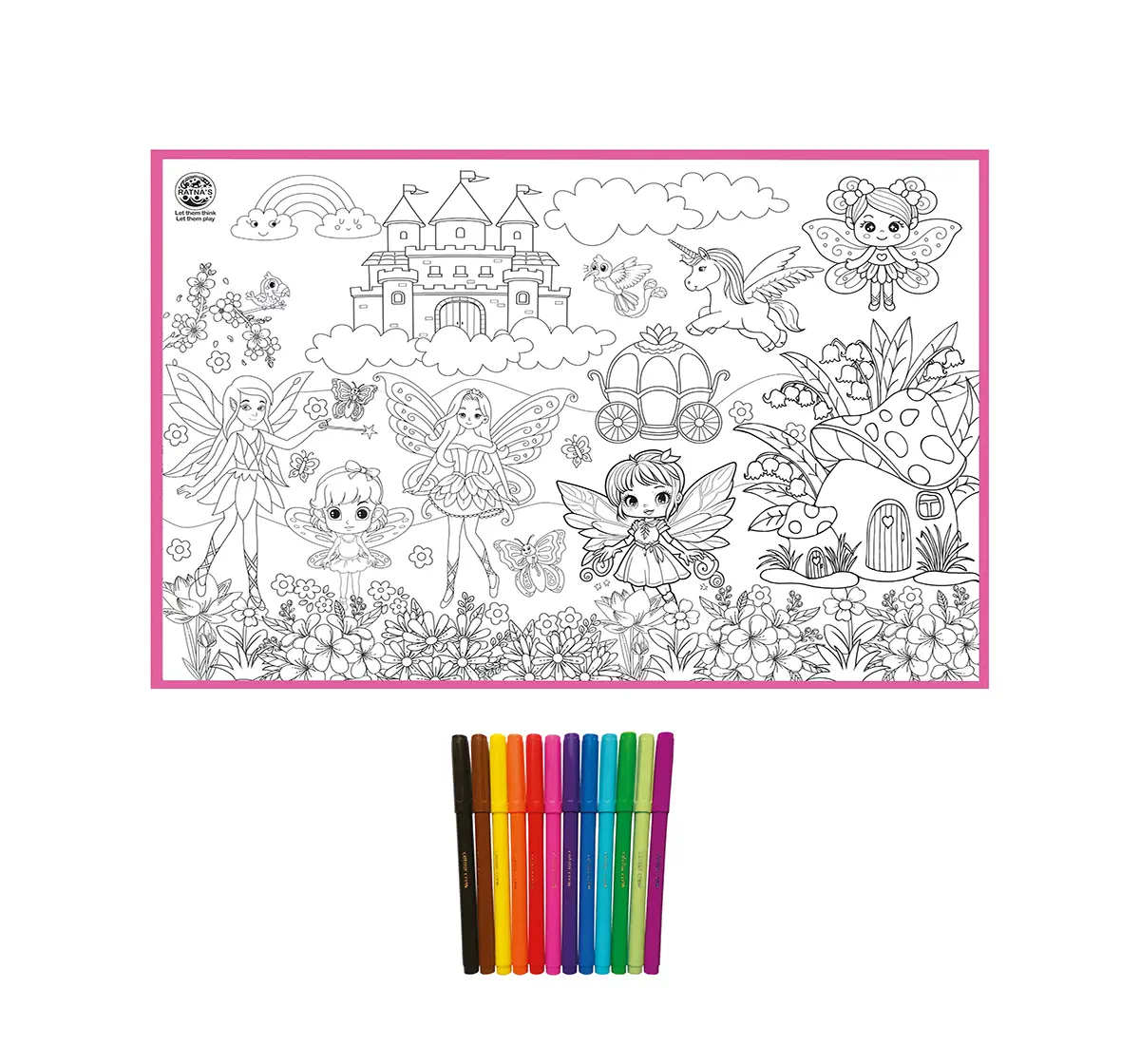 Ratna's My Colouring Mat Fairies, Colouring Kit, Multicolour, 5Y+