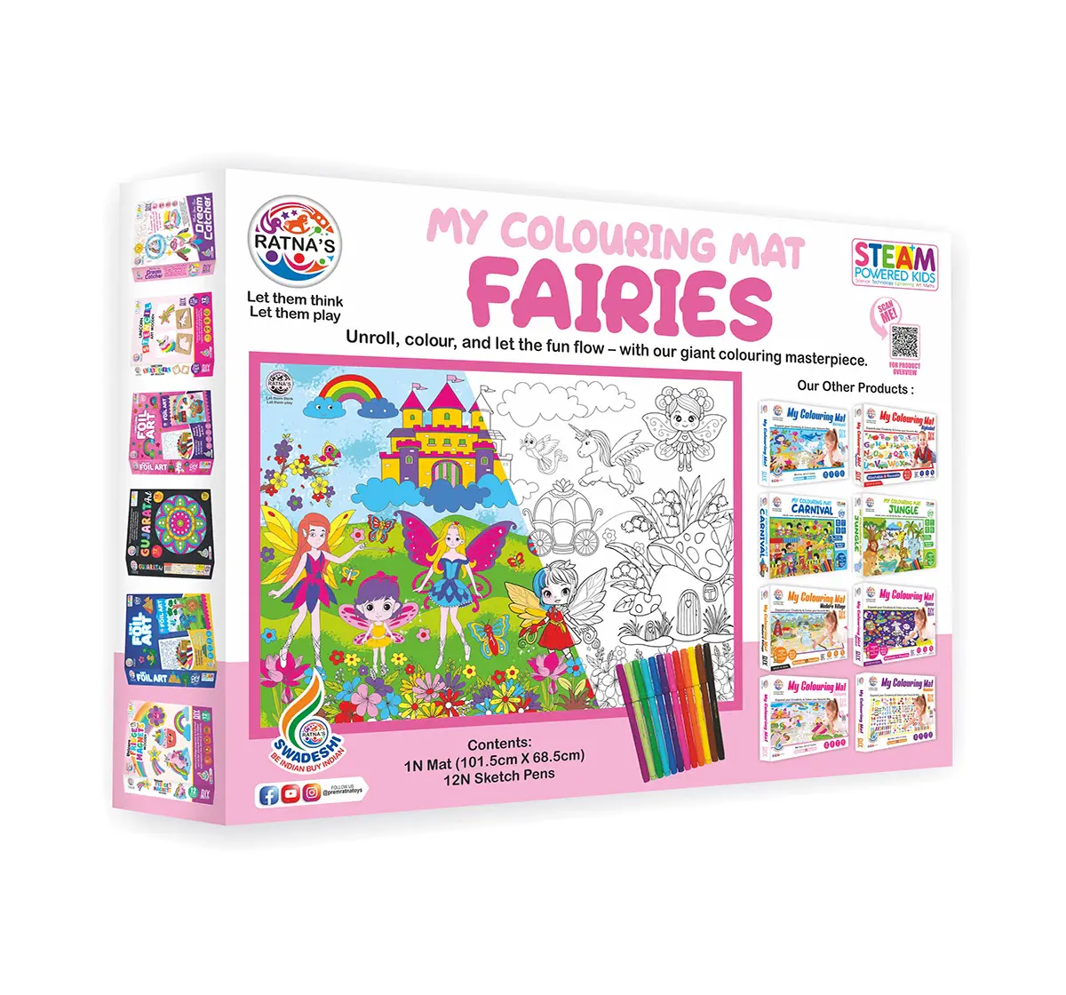 Ratna's My Colouring Mat Fairies, Colouring Kit, Multicolour, 5Y+