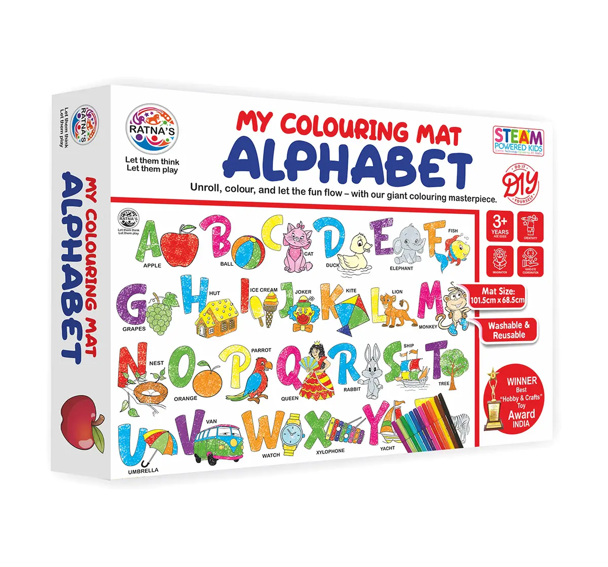 Ratna's My Colouring Mat Alphabet, Colouring Kit, Multicolour, 5Y+