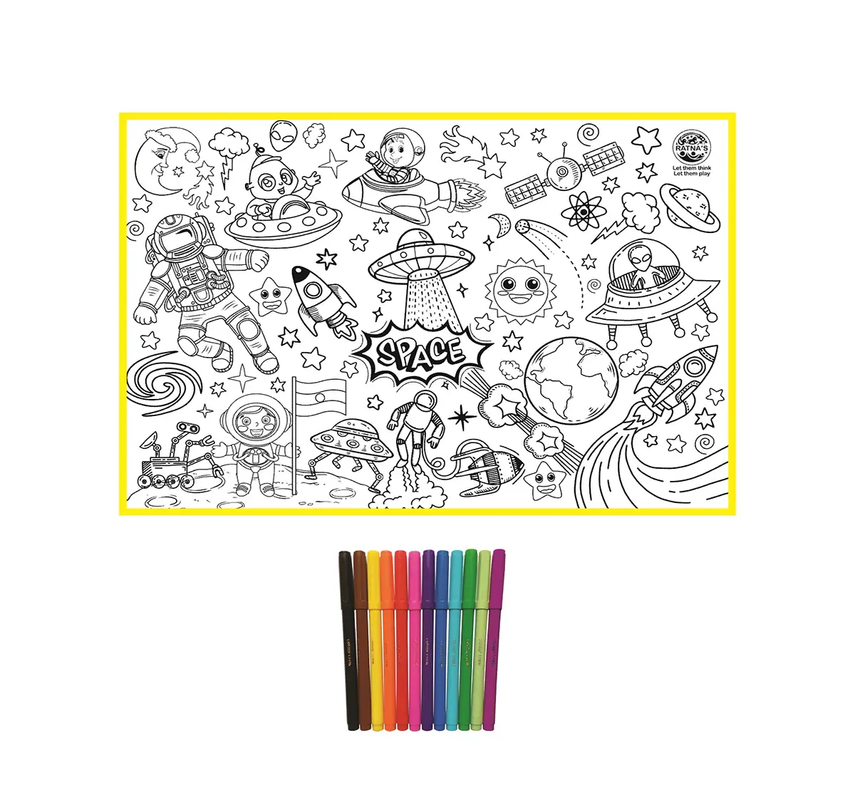 Ratna's My Colouring Mat Space, Colouring Kit, Multicolour, 5Y+