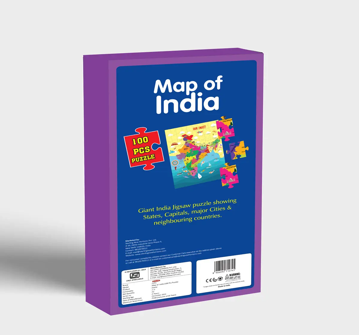 Sterling Horizons India Map Puzzle Interesting game Multicolour 4Y+