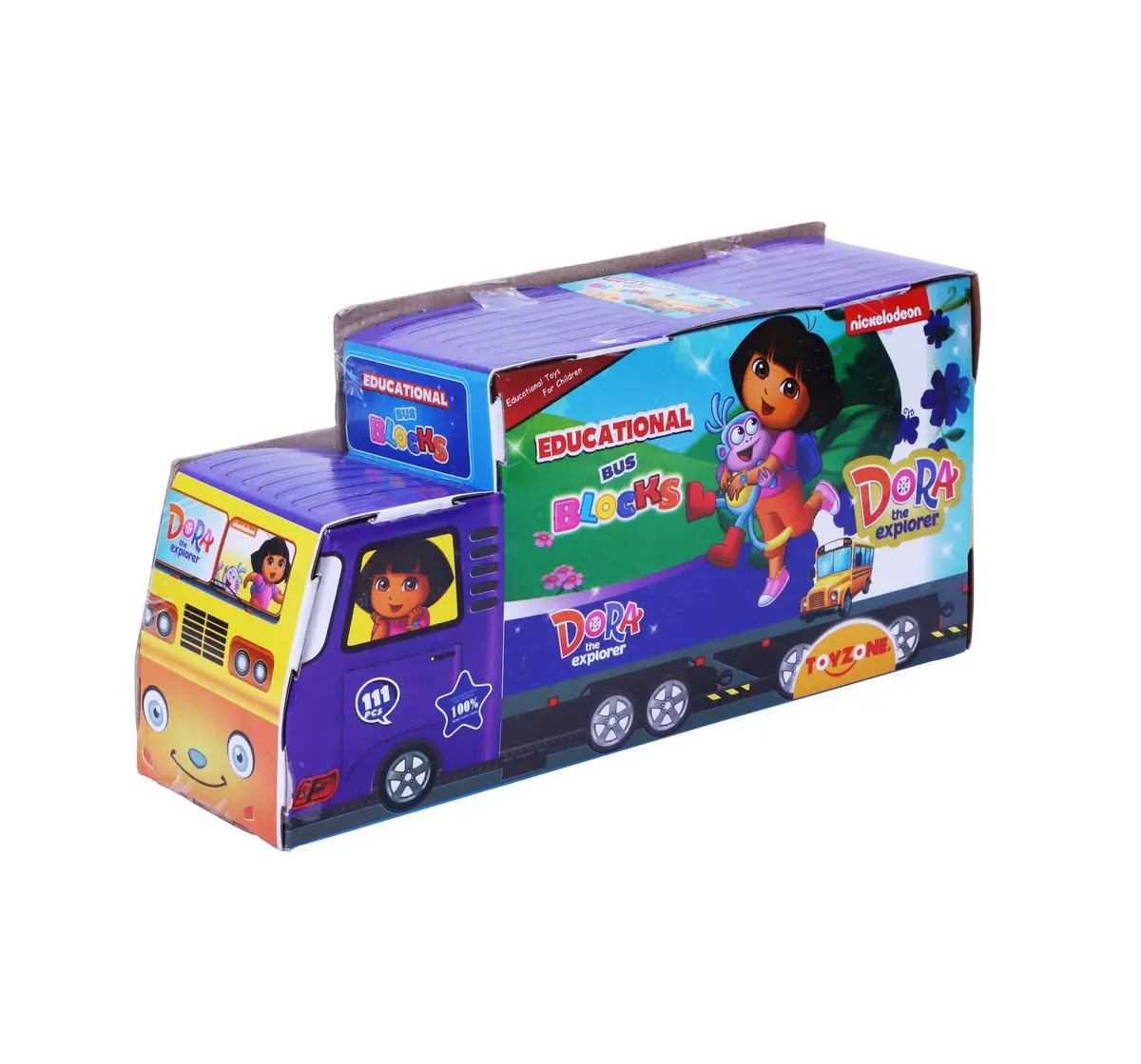 Toyzone Educational Bus Blocks Dora 111 Pieces Multicolour, 3Y+