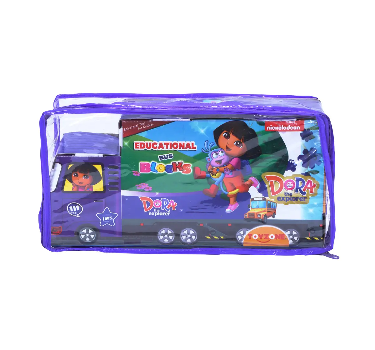 Toyzone Educational Bus Blocks Dora 111 Pieces Multicolour, 3Y+