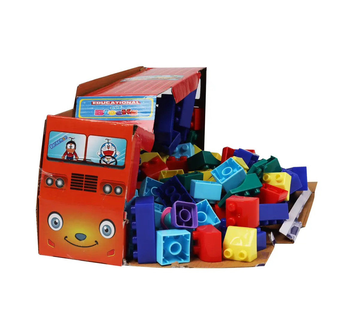 Toyzone Educational Bus Blocks Doraemon 111 Pieces Multicolour, 3Y+