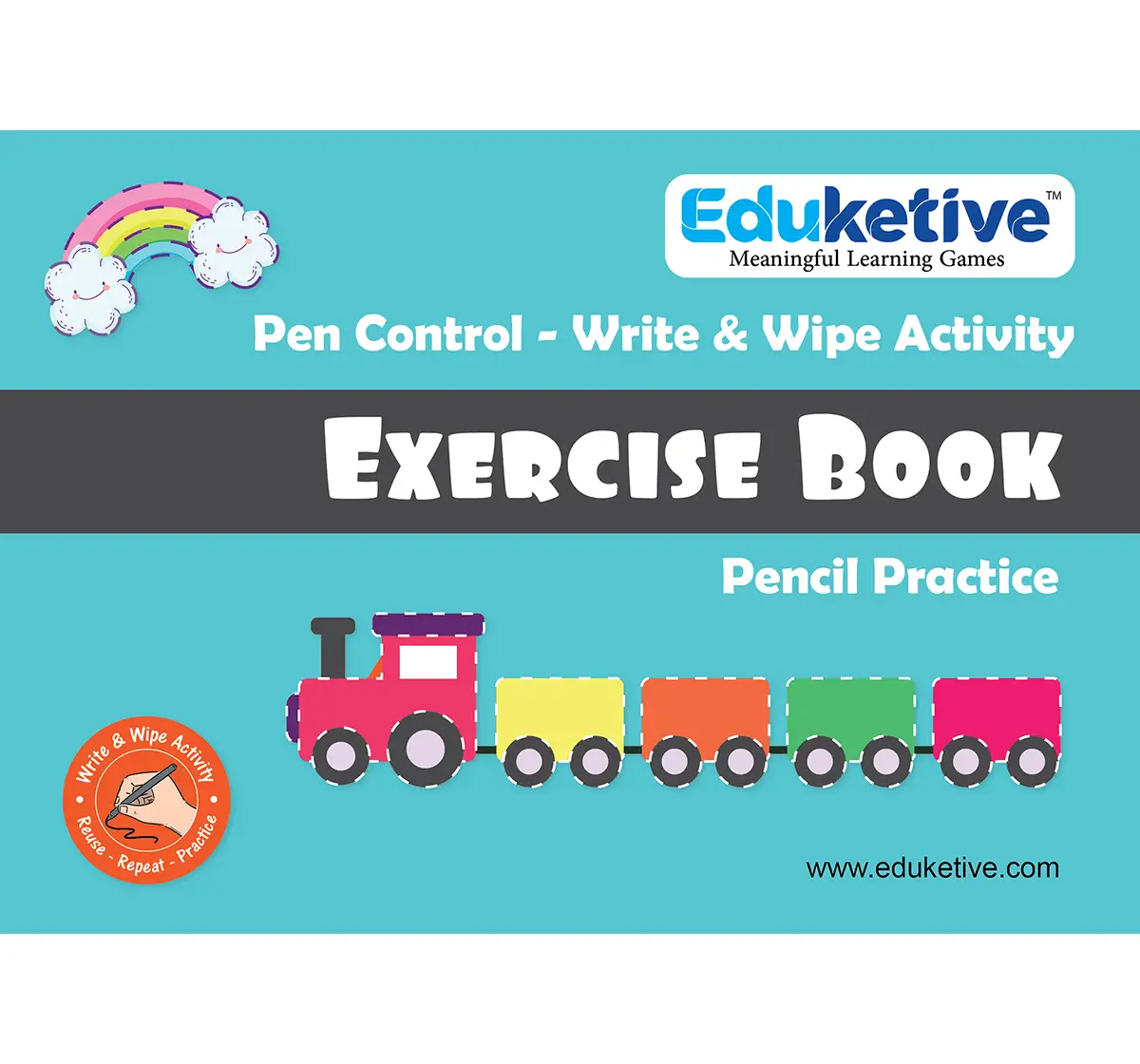 Eduketive Pen Control Write & Wipe Reusable Activity 3-6 yrs Writing Practice Preschool Learning Educational Game with Exercise Book