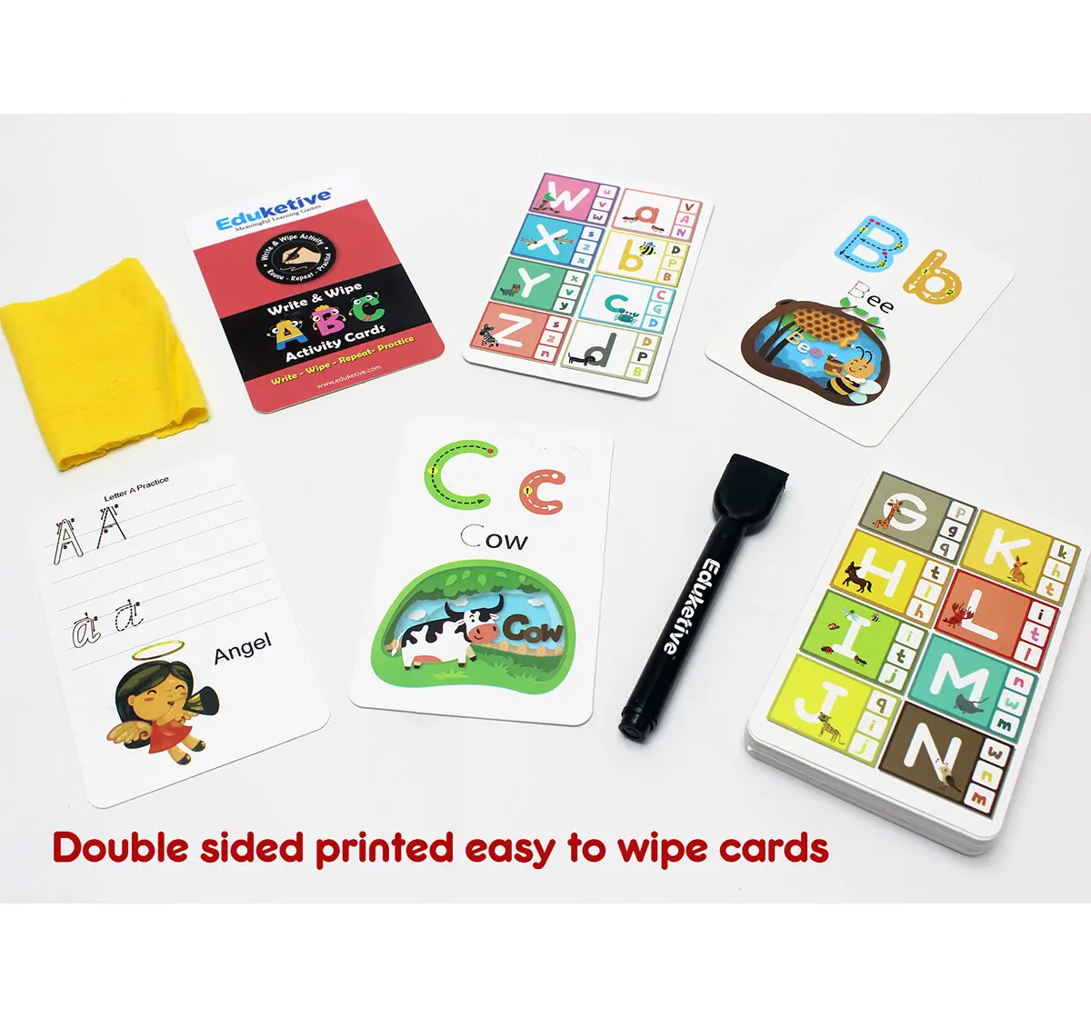 Eduketive ABC Letters Write & Wipe Reusable Activity 3-6 yrs Writing Practice Preschool Learning Educational Game with Exercise Book