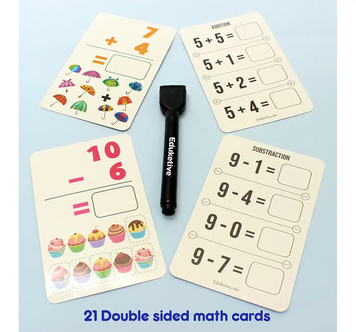 Eduketive 1+2=3 PREMATH Write & Wipe Reusable Activity 3-9 yrs Writing Practice Preschool Learning Educational Game with Exercise Book